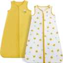 DaysU Baby Sleep Sack 6-12 Months, 100% Cotton, Unisex Wearable Blanket 2-Way Zipper TOG 0.5, Breathable Lightweight Sleeping Bag 2 Pack, Bee, Medium