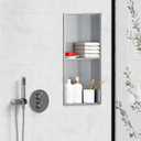 Stainless Steel Shower Niche 24" X 12" No Tile Needed Niche Shower with Two-Tier Recessed Wall Niches Insert for Bathroom Kitchen Storage, Brushed Nickel