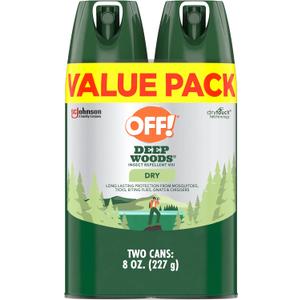 OFF! Deep Woods Insect Repellent Aerosol, Dry, Non-Greasy Formula, Bug Spray with Long Lasting Protection from Mosquitoes, 4 Oz, 2 Count