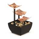Homedics Golden Dew Relaxation Tabletop Water Fountain with 3 Tiers, Natural River Rocks, and a Quiet Pump for Soothing Zen Ambiance in Your Home or for Office Décor, Powered by 2 AA Batteries