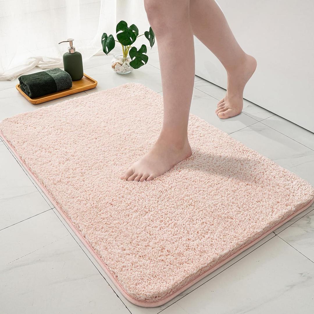Blush Bathroom Rugs, Soft Small Absorbent Microfiber Bath Rugs Non Slip Quick Dry Fluffy Bath Mats for Bathroom Floor Tub Showers, Machine Washable, 18x24 Inch, 5 Pack