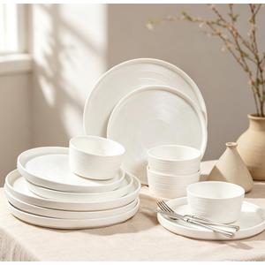 Dinnerware sets plates and bowls sets modern plates,Ceramic Dinnerware Sets,12 Pieces Porcelain Lightweight Plates,Scratch Resistant Dish Set (style - 10, 4 - Set (12pcs))