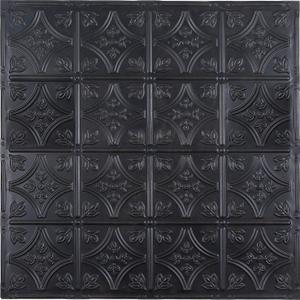 Tin Wall Tiles 24x24 Nail-Up, Stair Risers, Metal Ceiling Tiles, 5 Pack (Black), 24x24" 5pcs