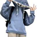 YEMOCILE Women Cute Shark Hoodie Long Sleeve Blue Kawaii Animal Shark Shape Hooded Pullover Sweatshirts (X-Large)