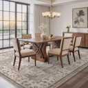 EIEIHOUSE Washable Area Rugs for Living Room - 10x14 Neutral Vintage Distressed Floral Farmhouse Boho Large Soft Floor Rug Indoor Non Slip Carpet for Bedroom Dining Room Office - Brown/Multi