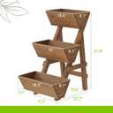 3-Tiers Wooden Raised Garden Bed Planter Box Flower Pots Vertical Garden Planter Wood Plant Stand for Vegetables Flowers Herbs for Patio, Balcony, Freestanding (Brown S)