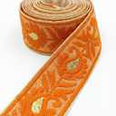 KVR Polyester Silk Brocade Jacquard Ribbon Lace Trim for Craft Sewing Embroidery Decoration Garment Dress Skirt Wedding Party Packing DIY (196-2.00 inch Wide, 6 Yard in roll)