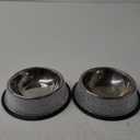 SAVORI Bling Dog Bowls White, 640ML Handmade Bling Rhinestones Stainless Steel Pet Bowls Double Food Water Feeder for Puppy Cats Dogs - Set of 2 (Silver)
