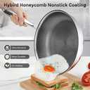 10.5 inch Frying Pan Nonstick with Lid, 2.5 Qt Deep Non Stick Stainless Steel Saut Pan Skillet, Dishwasher and Oven Safe, Compatible with All Cooktops