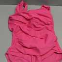 One Piece Bathing Suit for Women Tummy Control Swimsuits Square Neck Ruched Modest Swimwear (Medium, Pink)