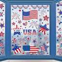 8 Sheets Small Party of Window Clings Decorations, Patriotic American Flag for Glass Windows Born USA,USA Red White Blue Decor