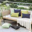 MIULEE Pack of 2 Decorative Outdoor Solid Waterproof Throw Pillow Covers Faux Linen Garden Farmhouse Cushion Cases for Halloween Tent Balcony Couch Sofa 20x12 Inch Black