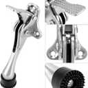 QWORK Heavy Duty Door Stops, 4 Pack Kickdown Door Stopper, Metal Doorstop with Adjustable Rubber Tips