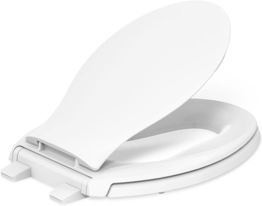 KOHLER K4732-RL-0 Transitions Elongated Toilet Seat Closed-Front with Integrated Child-Size Seat, Quiet-Close, and Grip-Tight Bumpers, White
