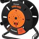 DEWENWILS Extension Cord Storage Reel with 4-Grounded Outlets, Heavy Duty Open Cord Reel for 12/3,14/3,16/3 Gauge Power Cord, Hand Wind Retractable, 10A Circuit Breaker, Rocker Power Switch