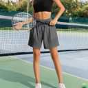 Women's Lounge Athletic Shorts with Pockets, 6.1" Sweat Shorts Women, Summer Casual Elastic Walking Running Shorts (Gray, XXL)
