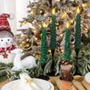 Baquler 4 Sets Flameless Christmas Tree Taper Candles with Holders Remote Control 9.7 LED Taper Candles Battery Operated Candlesticks with 3D Flickering Flame for Holiday Window Fireplace Decor