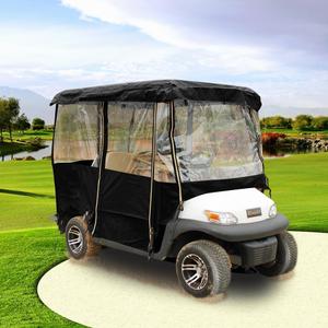 Golf Cart Enclosure 4 Passenger, 4-Sided Golf Cart Driving Enclosure, Waterproof Portable 300D Golf Cart Rain Cover (Black)