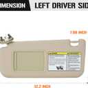 Left Driver Side Beige Sun Visor for 2006-2013 Toyota RAV4, Sunvisor with Vanity Light Replacement 74320-42501-B2