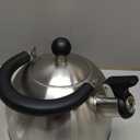 Primula Stewart Whistling Stovetop Tea Kettle Food Grade Stainless Steel, Hot Water Fast to Boil, Cool Touch Folding, 1.5-Quart, Brushed with Black Handle