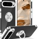 Tnarru Designed for Google Pixel 10/Pixel 10 Pro Clear Case with Stand [Magnetic Ring Holder Kickstand] Soft TPU Bumper Non-Yellowing Anti-Scratch Slim for Google Pixel 10/10 Pro Case Silver