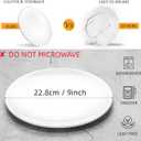 9 Inch White Melamine Plates Flat Bottom Deep Round Dinner Plates Salad and Dessert Plates Lightweight Durable and Easy to Clean,Non Ceramic Disc Pad Set of 6,PYW-9-06