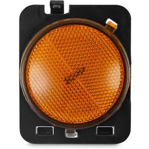 Amber Yellow Front Fender Side Marker Light Assembly Amber Lens Compatible with Jeep Compatible with Wrangler, Comes w/Halogen Lamp Bulb, Left
