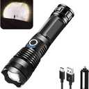 LED Flashlights, 10000 Lumen Super Bright Tactical Flashlight, Rechargeable Flash Light, 5 Modes Zoomable Waterproof Flash Lights for Emergency, Camping, Hiking, Outdoor, Home