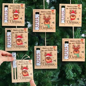 Christmas Money Holders for Cash Gift Wooden Christmas Money Holders Ornament Bulk Xmas Cash Gifts Tree Hanging Ornament Here's a Few Buck for Xmas Holiday Party Favors(6 Pcs,Chic Style)