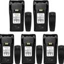 5 Pack NNTN4851 NNTN4851A NNTN4496 NNTN4497AR NNTN4970A 7.2V 2200mAh Ni-MH Two-Way Radio Battery Replacement for Motorola CP040 CP140 CP150 CP160 CP180 CP200 PR400 EP450+Belt Clip