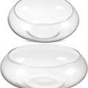 BESPORTBLE Glass Fish Bowl Vase - 2pcs Clear Shallow Bowl Planter Round Terrarium Hydroponic Planter Flower VAE for Plants Succulent Air Plant Candy Bowl, 15.00X15.00X6.00CM