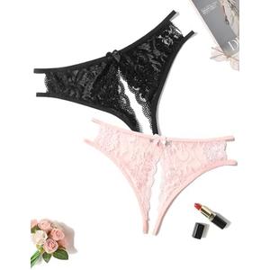 Avidlove Women Lace Panties Sexy Underwear Floral Lace Briefs with Cute Bow Center