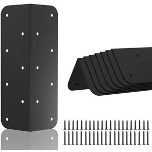Zlinke 4 Pcs Raised Garden Bed Corner Brackets for 12''-24'' Flower Vegetable Furniture Planter Wood Garden Bed Box, 11'' x 3'' x 3'' Black Metal Corner Brackets Decorative with Screws