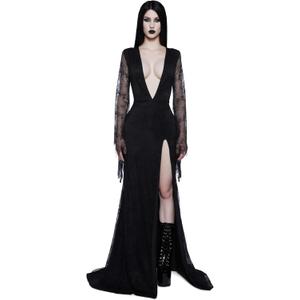 Dolls Kill Lace Morticia Inspired Costume - Vampire Queen Maxi Outfit by Trickz N' Treatz (Large)