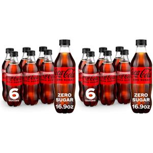 Coke Zero Sugar Diet Soda Soft Drink, 16.9 fl oz, 12 Pack, Best Before 08/25/2025
