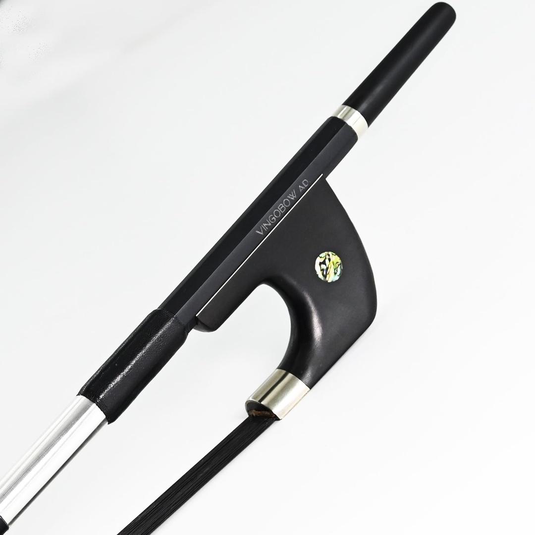 German Style Carbon Fiber Upright Double Bass Bow 3/4 Size VINGOBOW 100BGB Professional Level Parisian Eyes Ebony Frog Deep Powerful Tone Black Horse Hair Pernambuco Performance Warm Tone