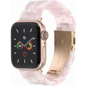 MAIRUI Resin Watch Band Compatible with Apple Watch for Women Men 49mm/45mm/44mm/42mm Series 9/8/7/6 SE Slim Bands Strap Bracelet Wristband for iWatch 5/4/3/2/1/Ultra/Ultra 2(Light Pink)