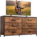 WLIVE 6 Drawer Dresser for Bedroom, Wide Fabric Dresser TV Stand for 60" TV, Large Storage Tower Unit with Fabric Bins for Bedroom, Closet, Hallway, Rustic Brown