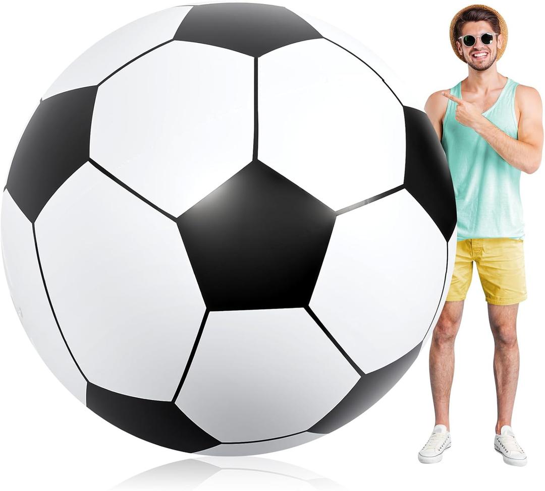 Lewtemi Big Inflatable Giant Soccer Ball Large Inflatable Beach Sport Ball Pool Party Decoration Toys Oversized Jumbo Beach Toy for Pool Water Sports Games (5.9 ft)