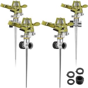 Chengu 4 Set Zinc Alloy Water Sprinklers Heads for Lawns Yard Heavy Duty Adjustable 360 Degree Watering Impact Pulsating Garden Sprinklers Multipack for Large Area Irrigation Chengu 4 Set Zinc Alloy Water Sprinklers Heads for Lawns Yard Heavy Duty Adjustable 360 Degree Watering Impact Pulsating Garden Sprinklers Multipack for Large Area Irrigation