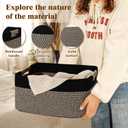 2 Pack Large Storage Basket for Organizing, 17.5"x13"x7" Woven Basket for Shelves, Closet Cube Storage Bins with Wrapped Handle, Cotton Rope Baskets for Kitchen, Clothes, Toys(Black & Brown)
