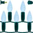 YULETIME Cool White C6 Strawberry LED Christmas Lights, 33 ft 100 Count 4" Spacing One-Piece High Waterproof UL Certified String Light (Cool White)