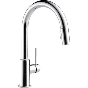 Delta Trinsic Chrome Kitchen Faucet with Pull Down Sprayer, Modern Single Hole Kitchen Sink Faucet, Single Handle, Chrome 9159-DST