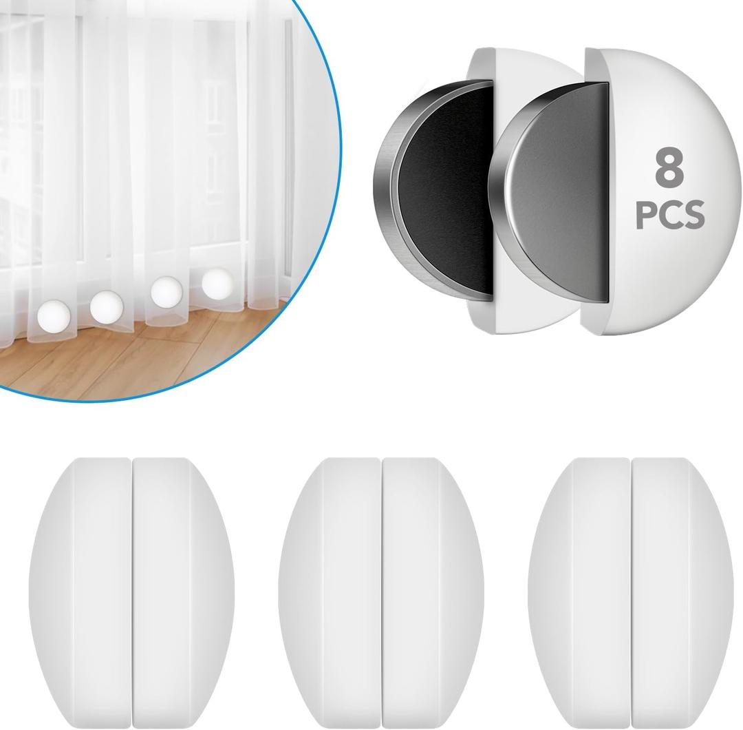 8 Pcs Shower Curtain Weights, Silicone Wrapped Heavy Duty Shower Curtain Magnets, Curtain Weights Heavy Outdoor, Prevent Curtain Liner from Blowing Around, Work for Drapery, Flag, Tablecloth (4 Pairs)