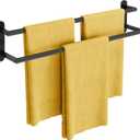 Towel Racks for Bathroom, Double Towel Bar 24Inch, Stainless Steel Bathroom Towel Holder, Double Towel Rod Wall Mounted Towel Hanger, Bathroom Towel Rack(Matte Black)