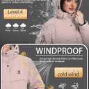 Women's Ski Jacket Waterproof Warm Winter Coat Hooded Windproof Snow Jacket for Hiking Snowboarding (Pink, M)