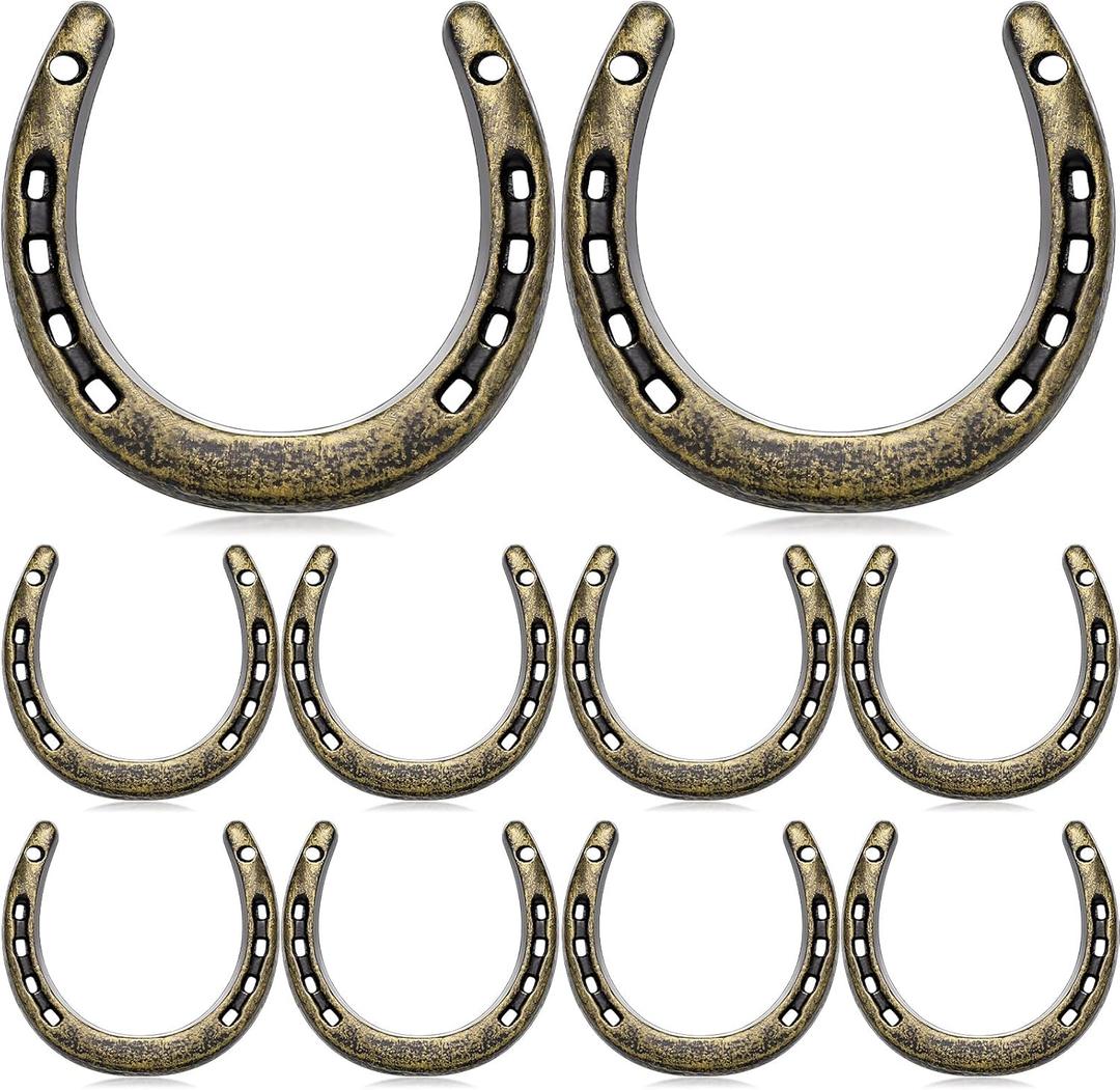 Shimeyao 10 Pcs Horseshoe Bulk Cast Iron 4.5 x 4.3 Inch Horseshoes for Adults Wall Hung Good Luck Handmade Decorations Horse Theme Party Wedding Birthday Supplies (Bronze)