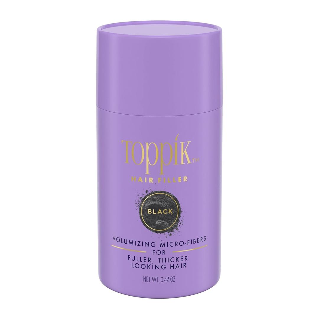 Toppik Hair Filler Keratin Hair Fiber 12g - Hair Thickener for Women, Fuller Looking Hairstyles, Hair Styling Products, Hair Fiber Powder - Black
