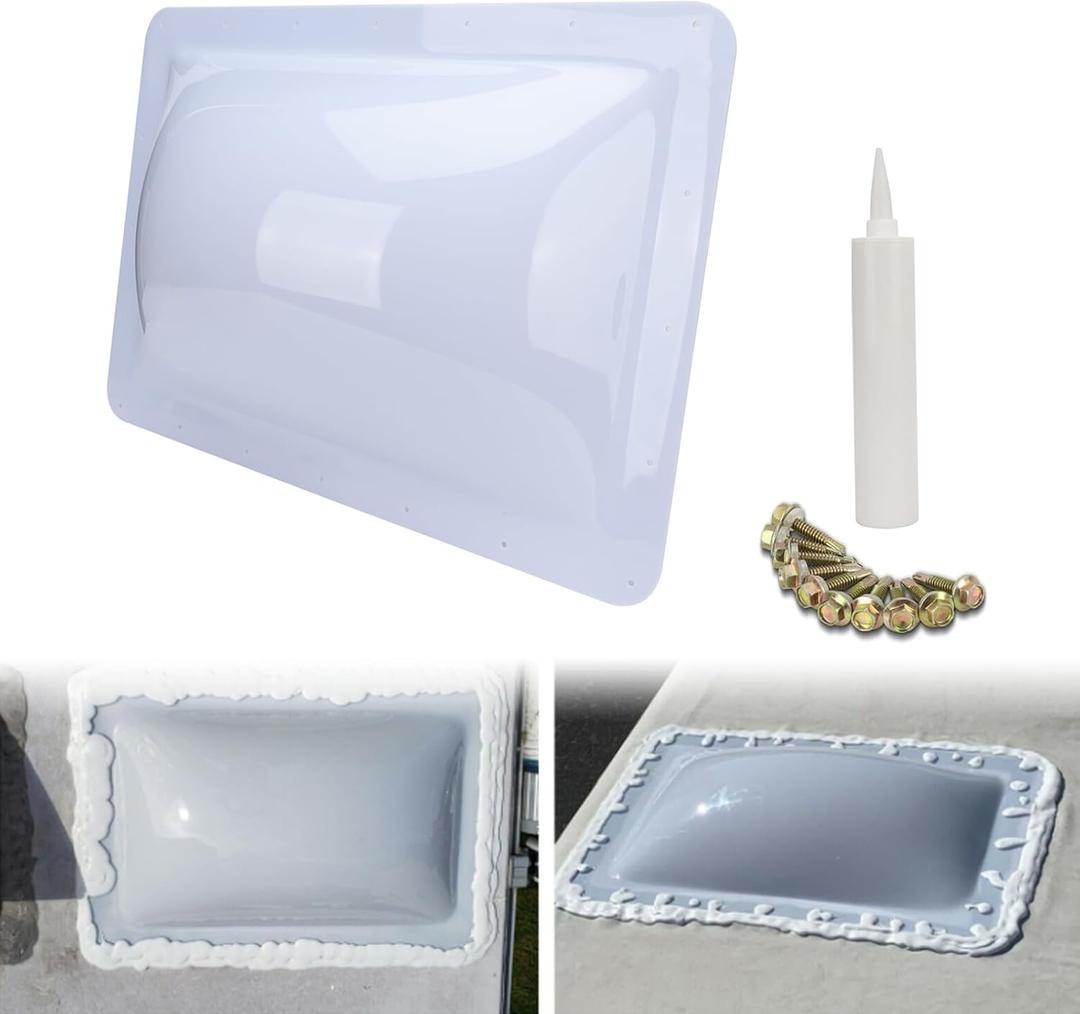 RV Skylight Outer Dome,18"x26" OD Universal Skylight Fits all Standard 14" x 22" Skylight Openings Replacement Travel Trailer RV Camper Truck Replace# SL1422W (White) (With Sealant)
