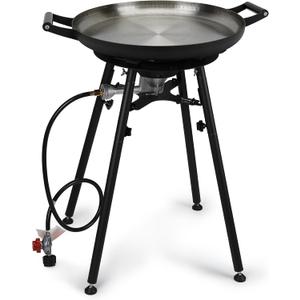 ONLYFIRE GRILLS Propane Paella Burner Stand Set with 21" Paella Pan, Outdoor Gas Stove Cooking Kit, Portable Gas Burner with Wok for Backyard Camping Tailgating RV, 4FT Hose, 60000BTU, GS300